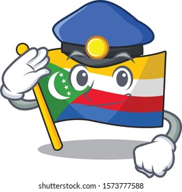 Flag comoros Cartoon character dressed as a Police officer