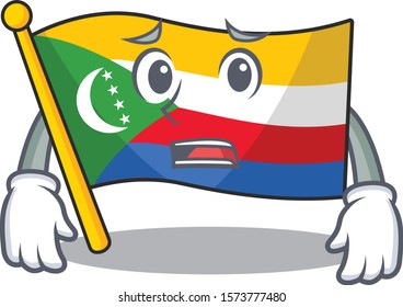 Flag comoros Cartoon character showing afraid look face