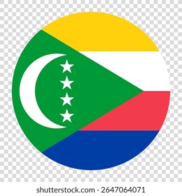 Flag of Comoros. Comoros circle flag logo icon computer vector illustration design. Transparent checkerboard background.