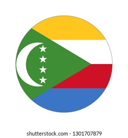 Flag of Comoros. Circular icon on white background, vector illustration.