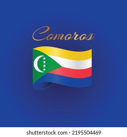 The flag of Comoros with Golden typography