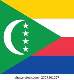 The flag of the Comoros. Flag icon. Standard color. Square flag. Computer illustration. Digital illustration. Vector illustration.