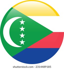 The flag of the Comoros. Flag icon. Standard color. A round flag. 3d illustration. Computer illustration. Digital illustration. Vector illustration.