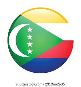 The flag of the Comoros. Flag icon. Standard color. The round flag. 3d illustration. Computer illustration. Digital illustration. Vector illustration.