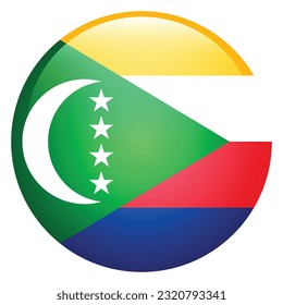 The flag of the Comoros. Flag icon. Standard color. The round flag. 3d illustration. Computer illustration. Digital illustration. Vector illustration.
