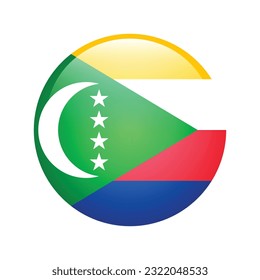 The flag of the Comoros. Flag icon. Standard color. The round flag. 3d illustration. Computer illustration. Digital illustration. Vector illustration.