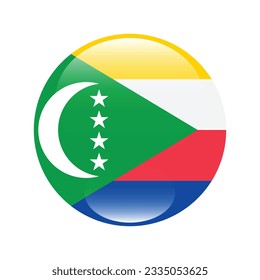 The flag of the Comoros. Flag icon. Standard color. Circle icon flag. 3d illustration. Computer illustration. Digital illustration. Vector illustration.