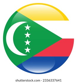 The flag of the Comoros. Flag icon. Standard color. Circle icon flag. 3d illustration. Computer illustration. Digital illustration. Vector illustration.