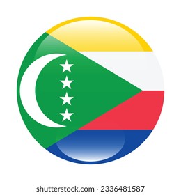 The flag of the Comoros. Flag icon. Standard color. Circle icon flag. 3d illustration. Computer illustration. Digital illustration. Vector illustration.