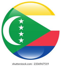 Die Flagge der Komoren. Flaggensymbol. Standardfarbe. Circle Icon Flag. 3D-Abbildung. Computergrafik. Digitale Illustration. Vektorgrafik.