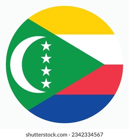 The flag of the Comoros. Flag icon. Standard color. Circle icon flag. Computer illustration. Digital illustration. Vector illustration.