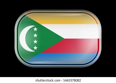 Flag of Comoros. Matted Vector Icon. Vector Rectangular Shape with Rounded Corners