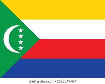 flag of Comoros.  Comoros national flag vector. flag of the Union of the Comoros. Comoros flag design vector illustration on a white background.