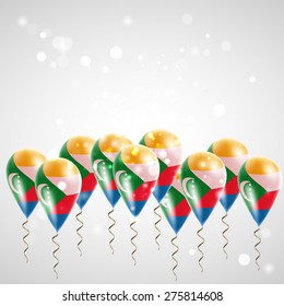 Flag of Comoros on balloon. Celebration and gifts. Balloons on the feast of the national day. 
