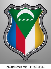 Flag of Comoros. Vector Badge and Icon. Vertical Orientation Version