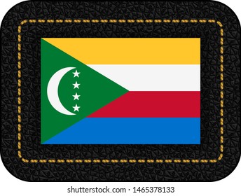 Flag of Comoros. Vector Icon on Black Leather Backdrop. Aspect Ratio 2:3