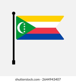Bandeira das Comores. Design de ícone de ilustração de vetor da bandeira das Comores. Ícone do sinalizador de polo.