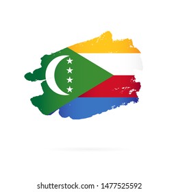 Flag of Comoros. Vector illustration on a white background. Brush strokes are drawn by hand.