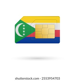 Flag of Comoros. Vector illustration of SIM Card with flag on white background