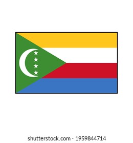 Flag of Comoros Vector Rectangle ​Icon Button for Africa Concepts.