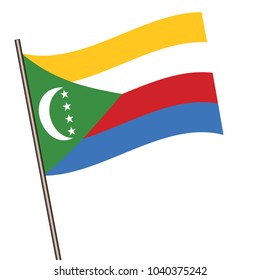 Flag of Comoros ,Comoros flag waving isolated vector illustration