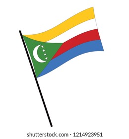 Flag of Comoros , Comoros flag waving isolated vector illustration