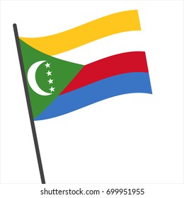 Flag of Comoros , Comoros flag waving isolated vector illustration