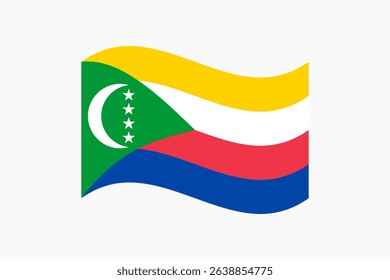 Flag of Comoros. Comoros wavy flag digital vector illustration. Fluttering flag.
