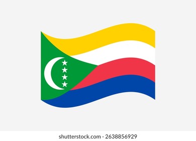 Flag of Comoros. Comoros wavy flag digital vector illustration. Fluttering flag.