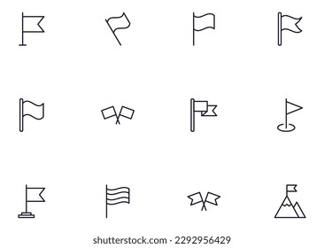 Flag concept. Collection of modern high quality РРР line icons. Editable stroke. Premium linear symbol for web sites, flyers, banners, online shops and companies. 