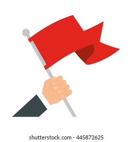 Flag concept represented by red ribbon icon. isolated and flat illustration 