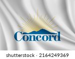 Flag of Concord, California, USA. Realistic waving flag of Concord vector background.