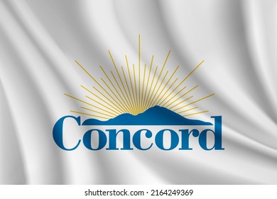 Flag of Concord, California, USA. Realistic waving flag of Concord vector background.