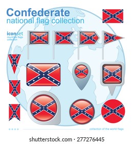 Flag of Confederate, icon collection, vector illustration