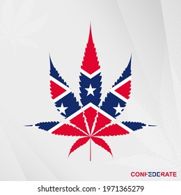 Flag of Confederate in Marijuana leaf shape. The concept of legalization Cannabis in Confederate. Medical cannabis illustration.