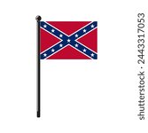 Flag of the Confederate States of America in the original colours and on the stick