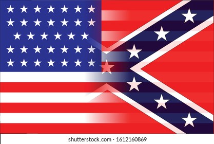 The flag of the Confederates and Union forcesduring the American Civil War