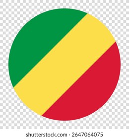 Flag of Congo. Congo circle flag logo icon computer vector illustration design. Transparent checkerboard background.