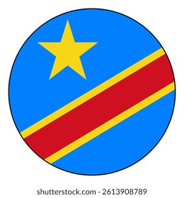 Flag of Congo Democratic. Black edge. Congo Democratic circle flag logo icon computer vector illustration design.