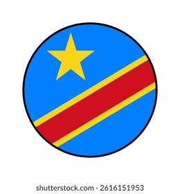 Flag of Congo Democratic. Black edge. Congo Democratic circle flag logo icon computer vector illustration design.