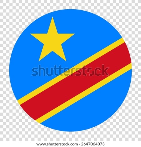 Flag of Congo Democratic. Congo Democratic circle flag logo icon computer vector illustration design. Transparent checkerboard background.