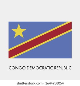 Flag of Congo Democratic Republic on gray background. Vector illustration in trendy flat style. EPS 10.