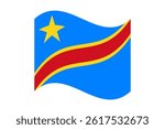 Flag of Congo Democratic. Congo Democratic wavy flag digital vector illustration.