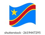 Flag of Congo Democratic. Congo Democratic wavy flag digital vector illustration.