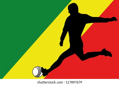 The flag of Congo with a football player