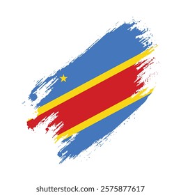 Flag of Congo Grunge Brush Stroke Style vector