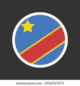 Flag of Congo. Flag icon color. Vector rounded circle corners illustration.