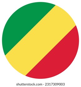 The flag of Congo. Flag icon. Standard color. Circle icon flag. Computer illustration. Digital illustration. Vector illustration.