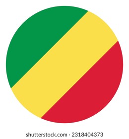 Die Flagge des Kongo. Flaggensymbol. Standardfarbe. Circle Icon Flag. Computergrafik. Digitale Illustration. Vektorgrafik.