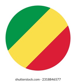 Die Flagge des Kongo. Flaggensymbol. Standardfarbe. Circle Icon Flag. Computergrafik. Digitale Illustration. Vektorgrafik.